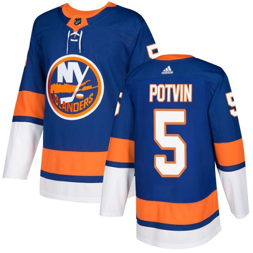 Adidas Men NEW York Islanders 5 Denis Potvin Royal Blue Home Authentic Stitched NHL Jersey